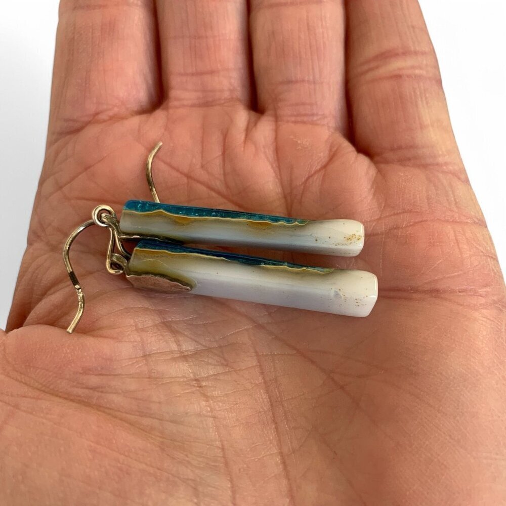 Handcrafted Phoenix Stone Rectangular Drop Earrin… - image 7